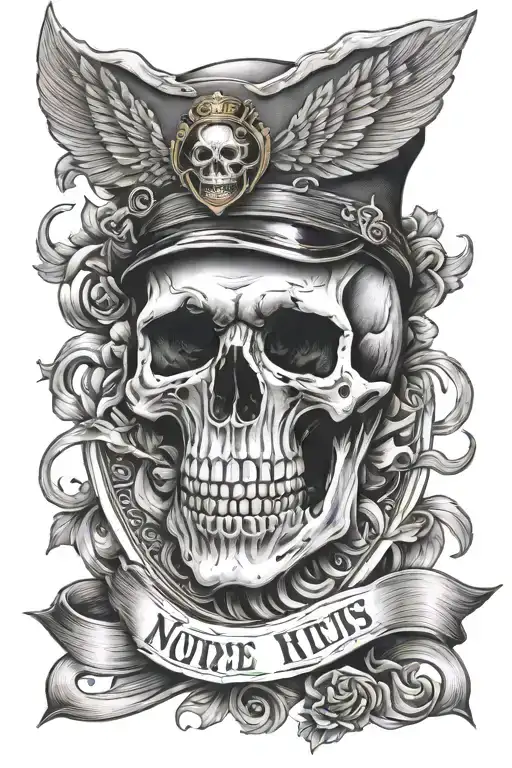 Skull With Nurses Cap Tatoo Of Invictus