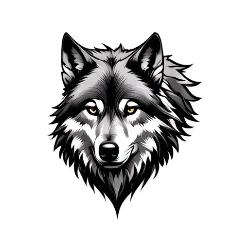 Lone Wolf With Details Line Art