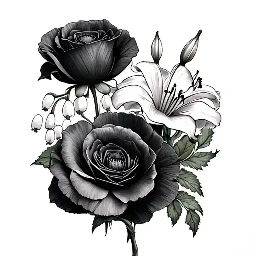 Roses Poppies And Lily Of The Valley Flowers