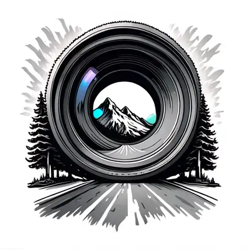 Camera Lens Capturing A Road And Mountain