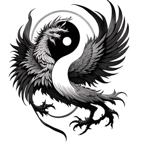 Rising Phoenix With Yin Yang