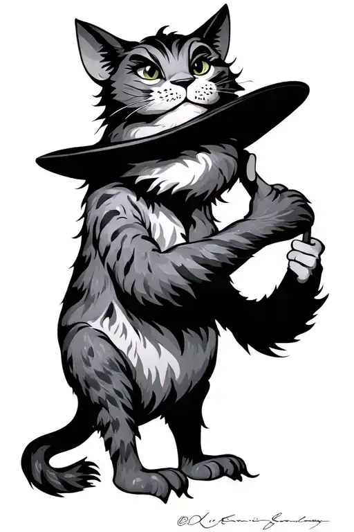 Cheshire Cat Holding Hat