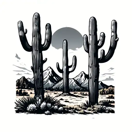 Saguaro Cactus Western Theme Mountains