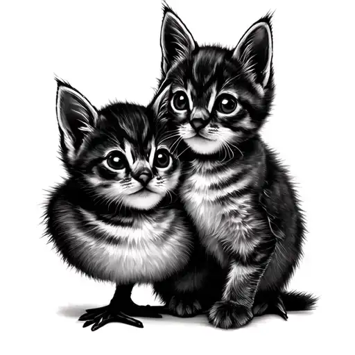 Chick And Kitten Love