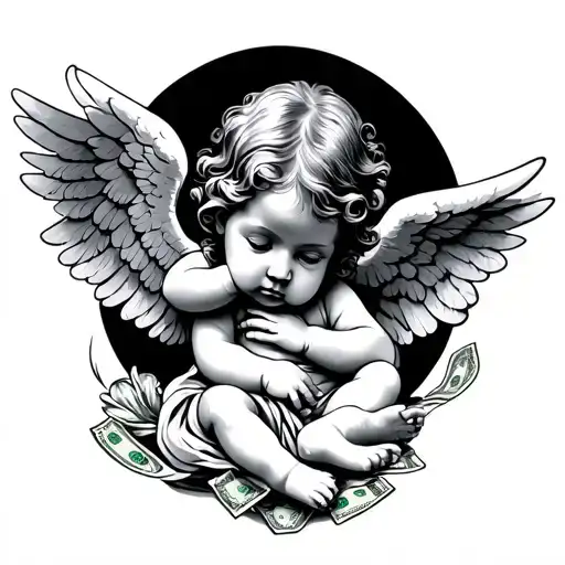 Baby Angel With Wings As Money