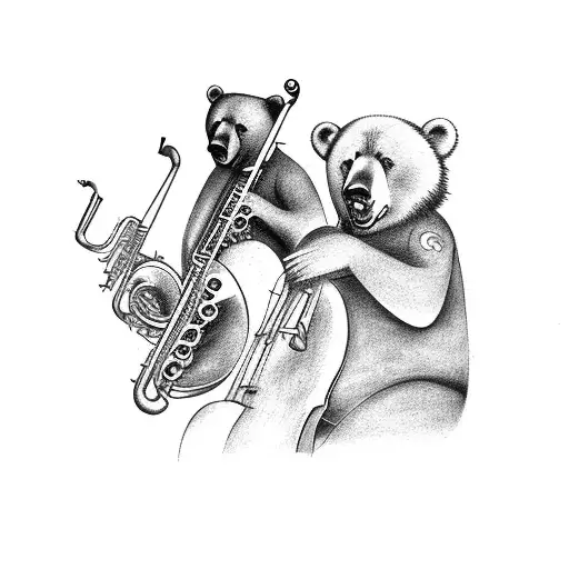 A Jazz Band Composed Of Bear Musicians Playing Instruments