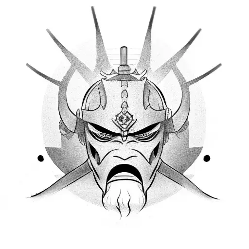 Samurai Mask Outline