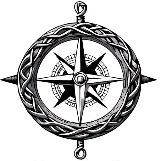 Compass Surrounded By Celtic Band