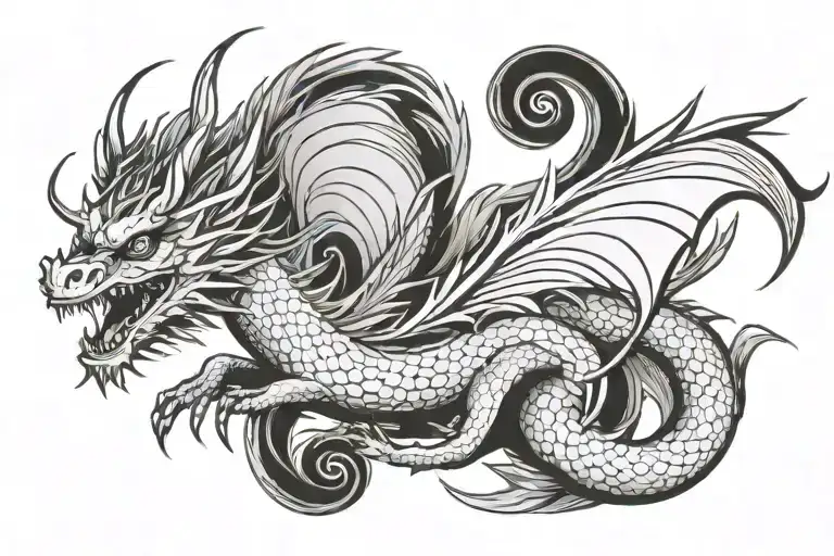 Delicate Flying Dragon With Wrapped Tail