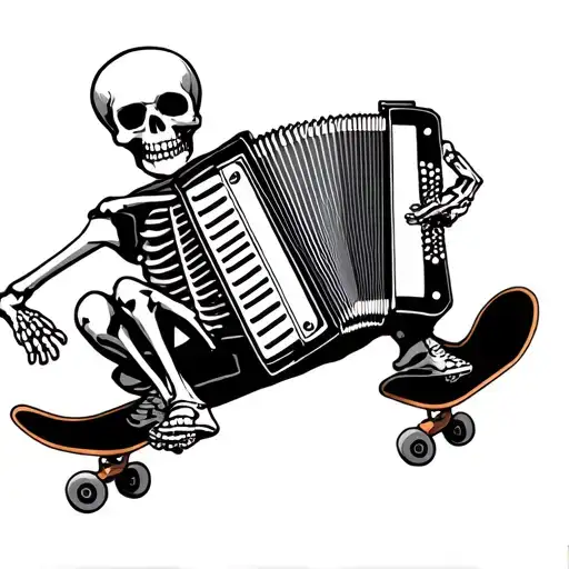 Skeleton Skateboarding And Accordion Inspired