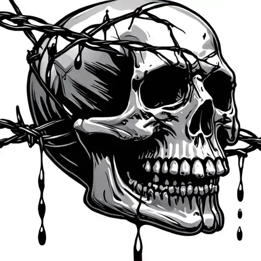 Tears Skull Barb Wire