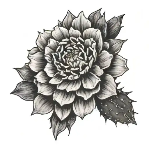 Marigold Flower With Cactus