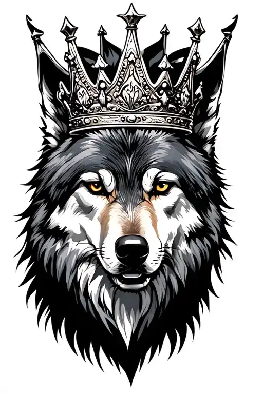 Realistic Wolf Wearing A King Crown