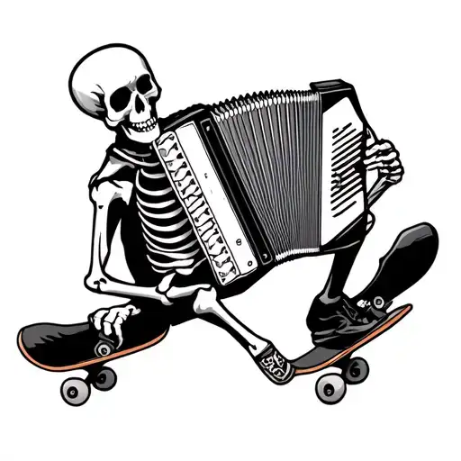 Skeleton Skateboarding And Accordion Inspired