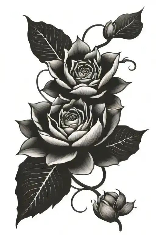 Rose And Water Lily Flowers Intertwined