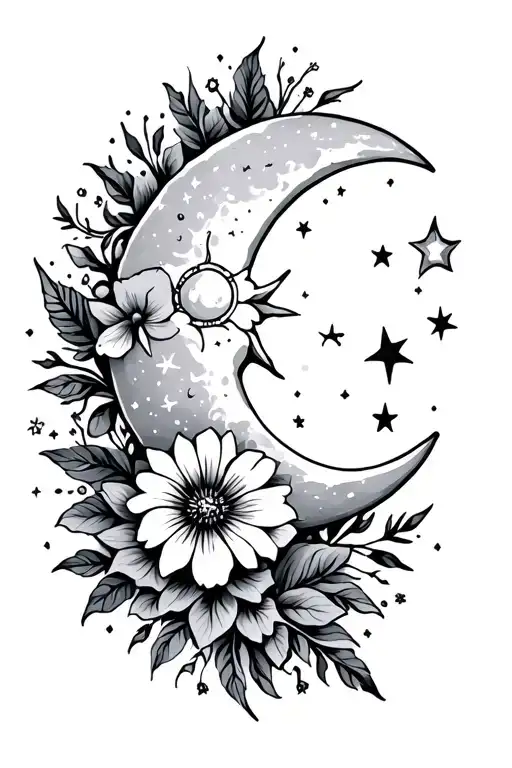 Flowers And Sun And Moon And Stars