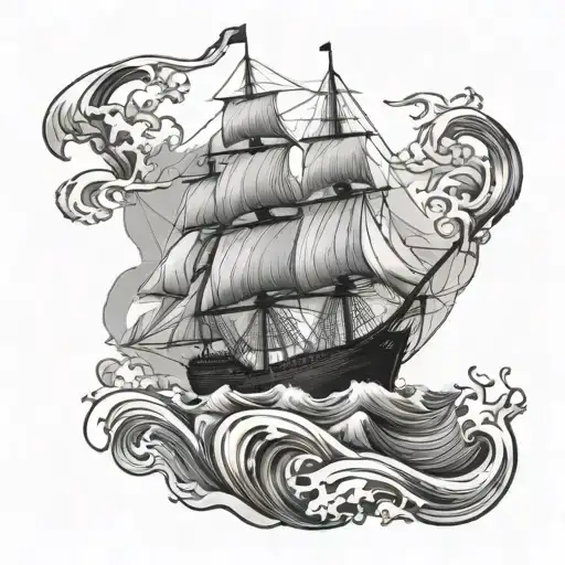 Ship Bluenose Ii On The Ocean Waves