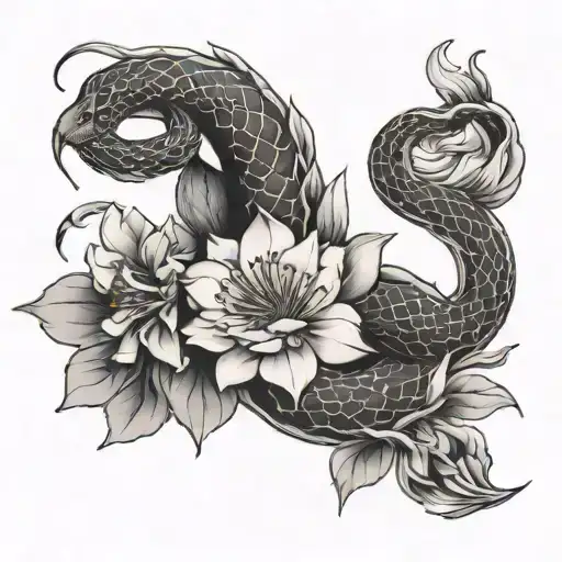 Blackout Sakura Flower And Snake