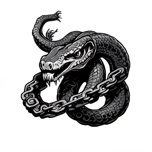 Bike Chain Links Snake Head