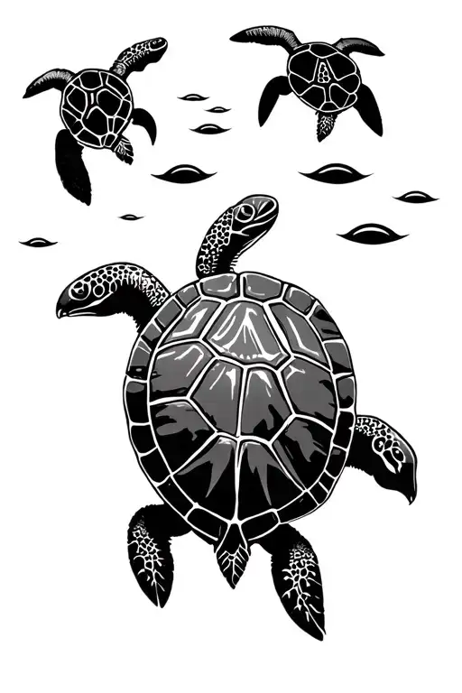 Tribal Turtles Swimming In The Ocean