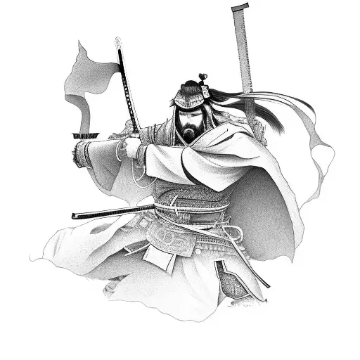 High Detail Samurai With Clouds