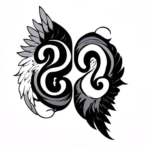 Numbers 2 2 4 Underneath Each Other With Wing Small Behind Ear