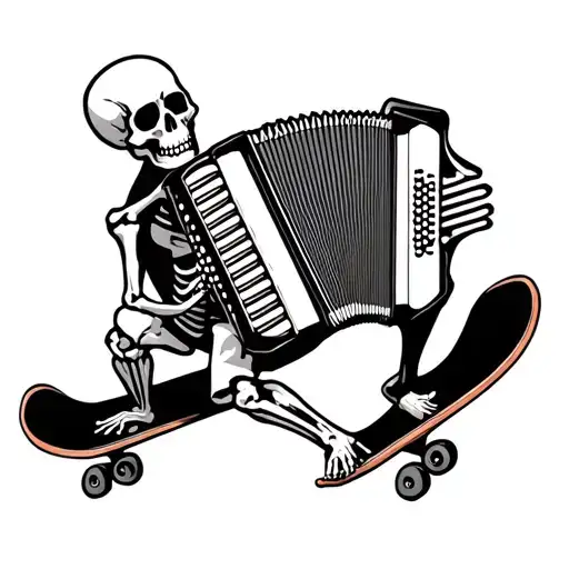 Skeleton Skateboarding And Accordion Inspired