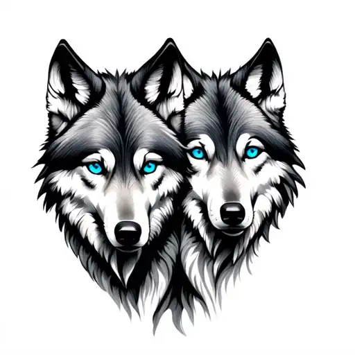 Mother And Son Wolf Blue Eyes
