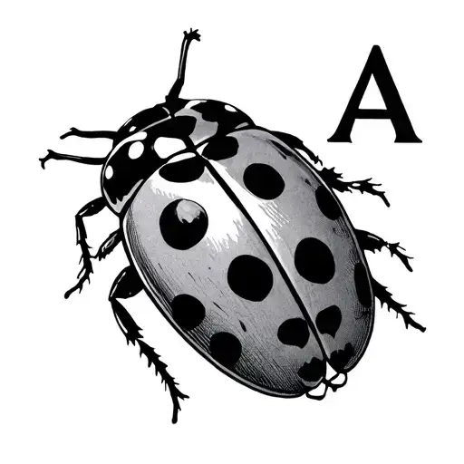 Ladybug With Letter A Tattoo Design