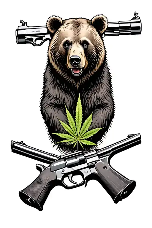 Bears Guns Weed Leaf Intertwined