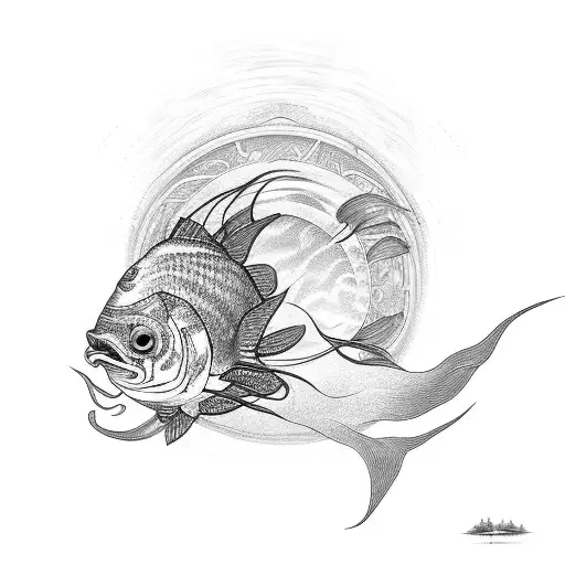 Rising Sun With Fish