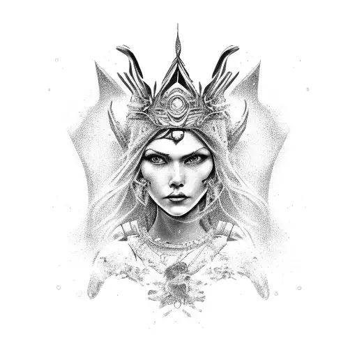 Warrior Queen With A Dragon Behind Her