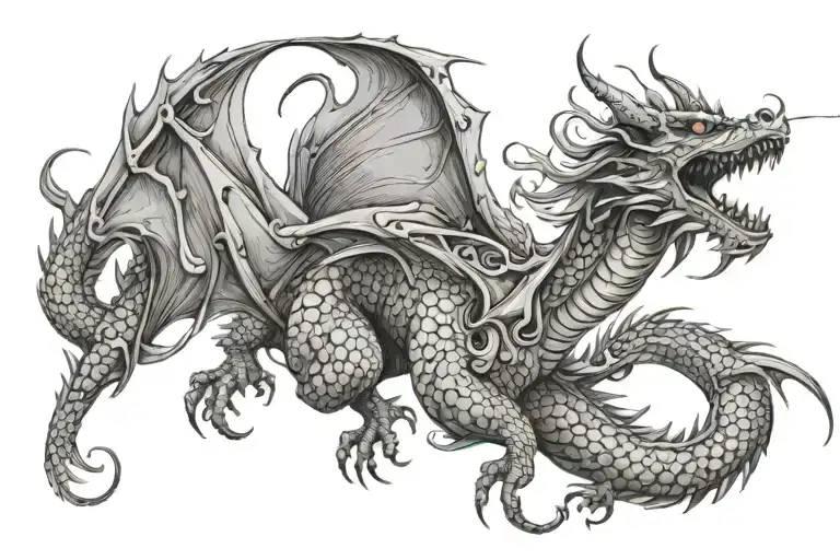 Delicate Flying Dragon With Curled Tail