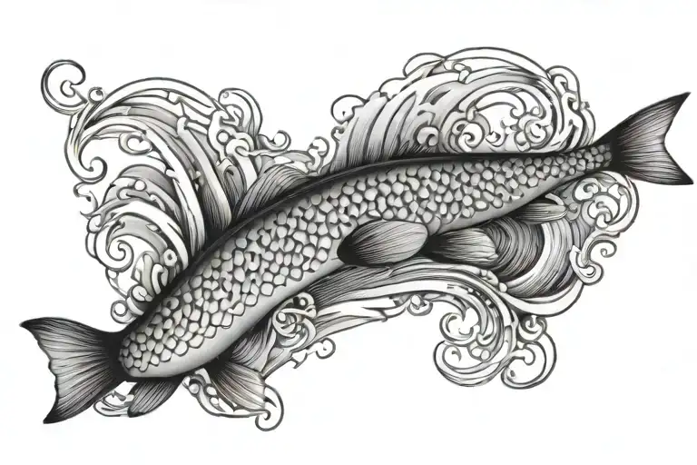 Band Tatto Waves And Fish