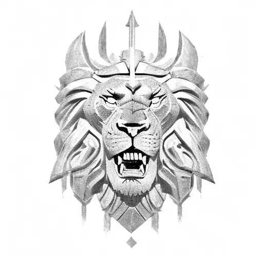 Spartan Warrior And Lion