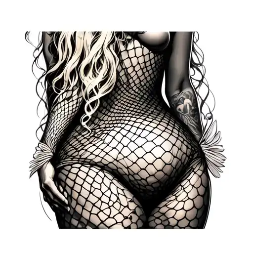 Big Bum Blonde Wide Hips Fish Nets