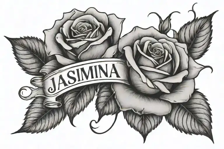 The Name Jasmina With A Rose Wrapped Tightly