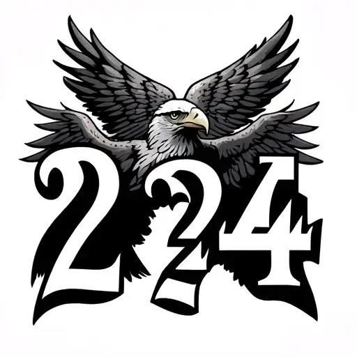 Numbers 2 2 4 Underneath Each Other With A Eagle Wing
