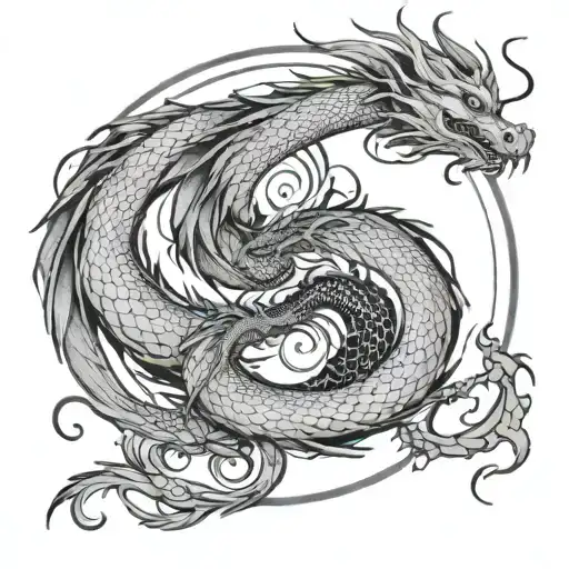 Dragon And Ying And Yang Arm Sleeve