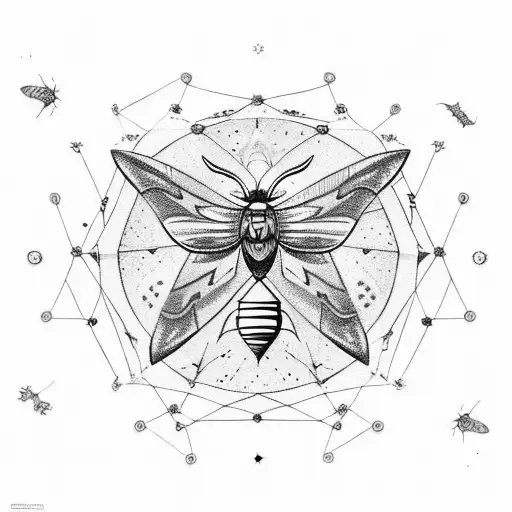 A Moth Surrounded By Astrology Constellations