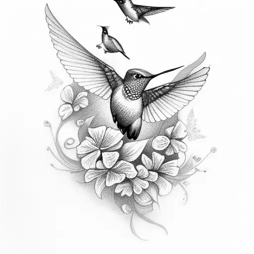 Hummingbird With Vine Flowers