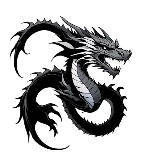 Dragon On Male Arm All Black