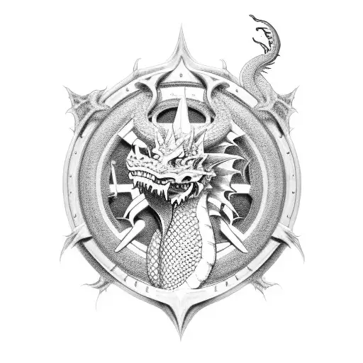Design A Dragon Wrapped Around A Security Badge