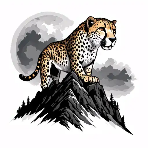 Cheeta Witha Mountain On Top