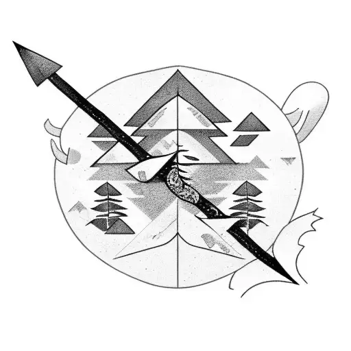 An Arrow Surrounded By Plants