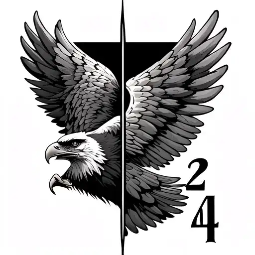 Numbers 2 2 4 Below Eachother With A Single Eagle Wing Next To Numbers