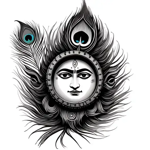 Shiva's Hand Drum And Peacock Feather