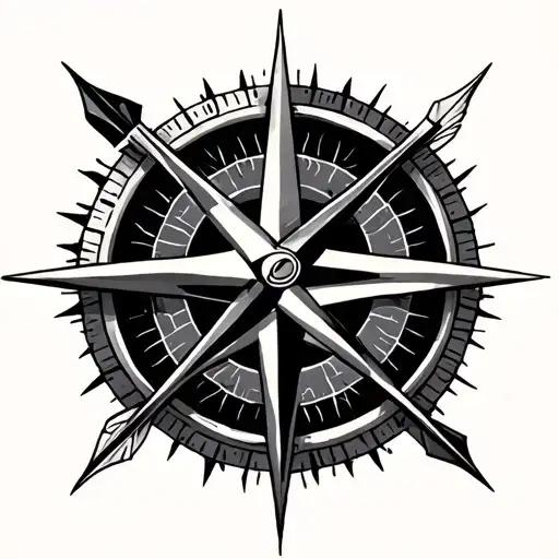 Compass Infinity Tattoo Design Featuring 4 Arrows Tied Together