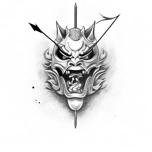 Hannya Mask With Arrow