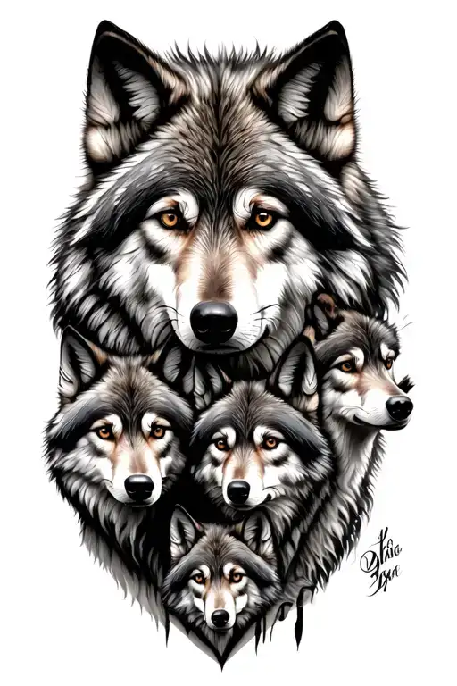 Realism Full Body Wolf Family Design